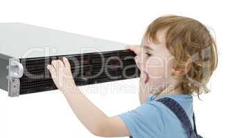 cute child with network server