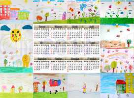 calendar for 2014 year with children's drawings