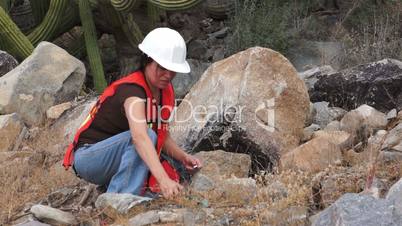 geologist woman loupe