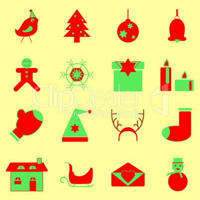 christmas red and green color icons