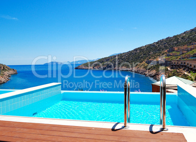 the sea view swimming pool at the luxury villa, crete, greece