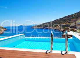 the sea view swimming pool at the luxury villa, crete, greece