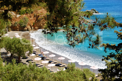 beautiful beach and turquoise sea, crete, greece