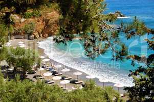 beautiful beach and turquoise sea, crete, greece