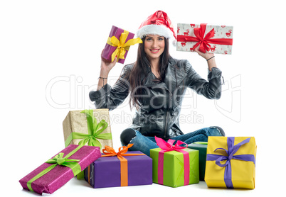 weihnachtsfrau mit geschenken
