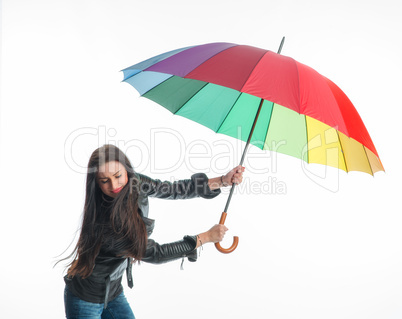 Frau mit Regenschirm