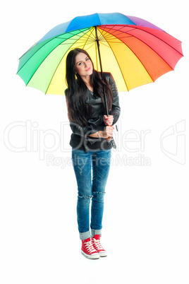 frau mit regenschirm
