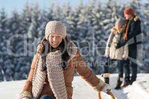 winter young people friends enjoy snow