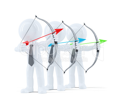 group of businesspeople aiming at a target