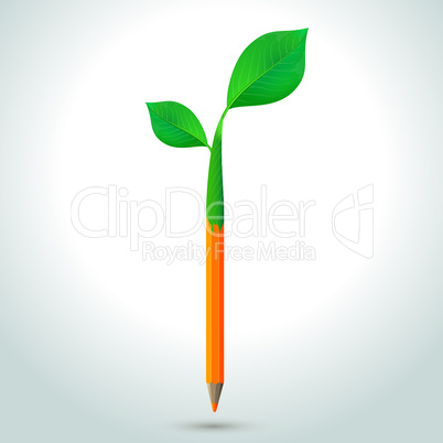 pencil with leaves