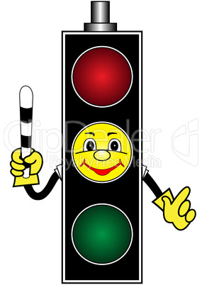 cartoon yellow traffic light