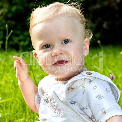 baby girl portrait on the summer meadow