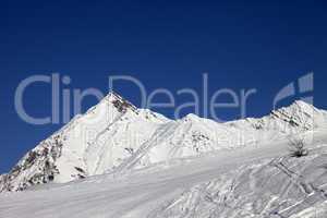ski slope and blue clear sky in nice day