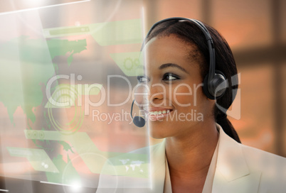 Portrait of an Afro-american businesswoman with headset on