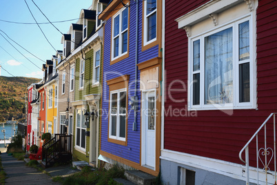 typical st. john's downtown street and houses