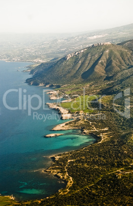 aerial view of mediterranean coastline