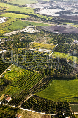 aerial view at farm fields