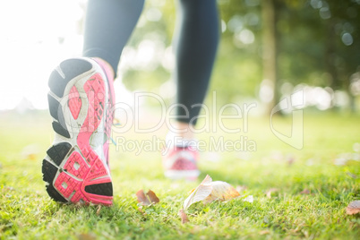 Close up picture of pink sole from running shoe