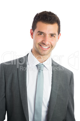 Stylish cheerful businessman looking at camera