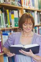 Peaceful content woman reading a book