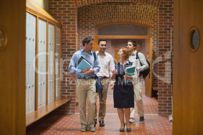 Small class walking through the corridor