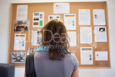Student studying notice board