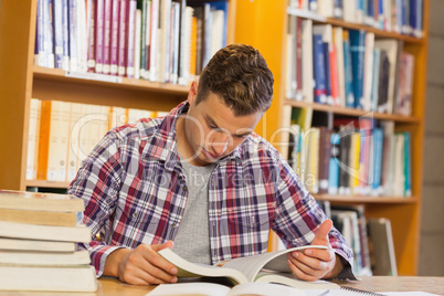 Handsome calm student studying his books Handsome calm student studying his books