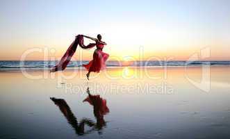 woman  in fashion on the beach