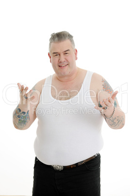 fat man in tank top