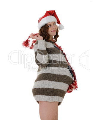 happy pregnant woman at christmas