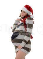 schwanger Frau mit weihnachtsmütze
