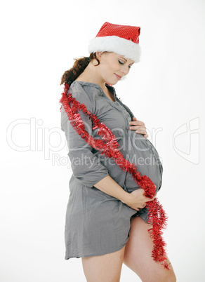 smiling woman with santa claus head