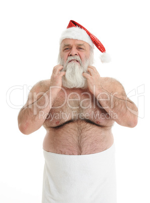 angry half naked  santa claus