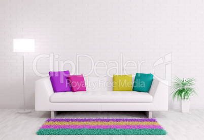 Modern interior with sofa 3d render