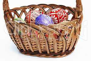 painted Easter Eggs in wicker basket
