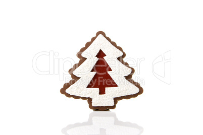 Lebkuchen Weihnachtsbaum als Weihnachtsdekoration mit weißem Hintergrund