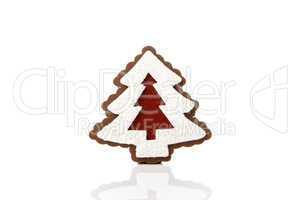 Lebkuchen Weihnachtsbaum als Weihnachtsdekoration mit weißem Hintergrund