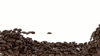 Roasted Coffee beans falling and mixing with slow motion