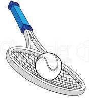 Tennis racket with a ball