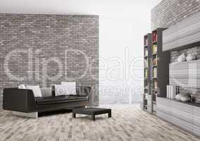 Interior of modern living room 3d