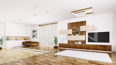 Interior of modern apartment panorama 3d render