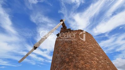 old damaged windmill and clouds time lapse 11106