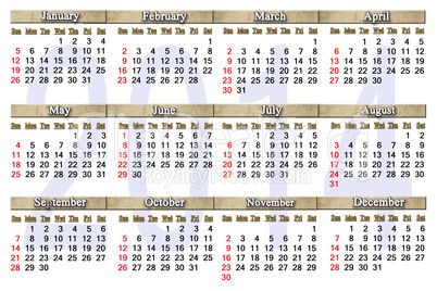 calendar for 2014 year