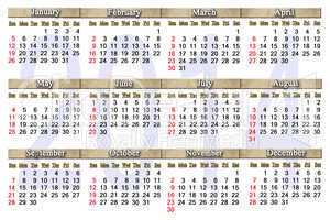 calendar for 2014 year