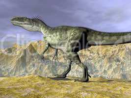 monolophosaurus dinosaur in the desert - 3d render