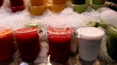 Natural colored juice on frozen jellies all packed and refrigerated