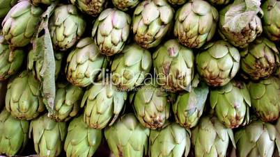 Closer image of the eco artichokes and some leaf