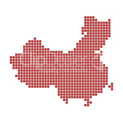 Landkarte von China aus roten Pixeln
