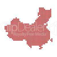 Landkarte von China aus roten Pixeln