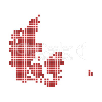 Landkarte von Dänemark aus roten Pixeln